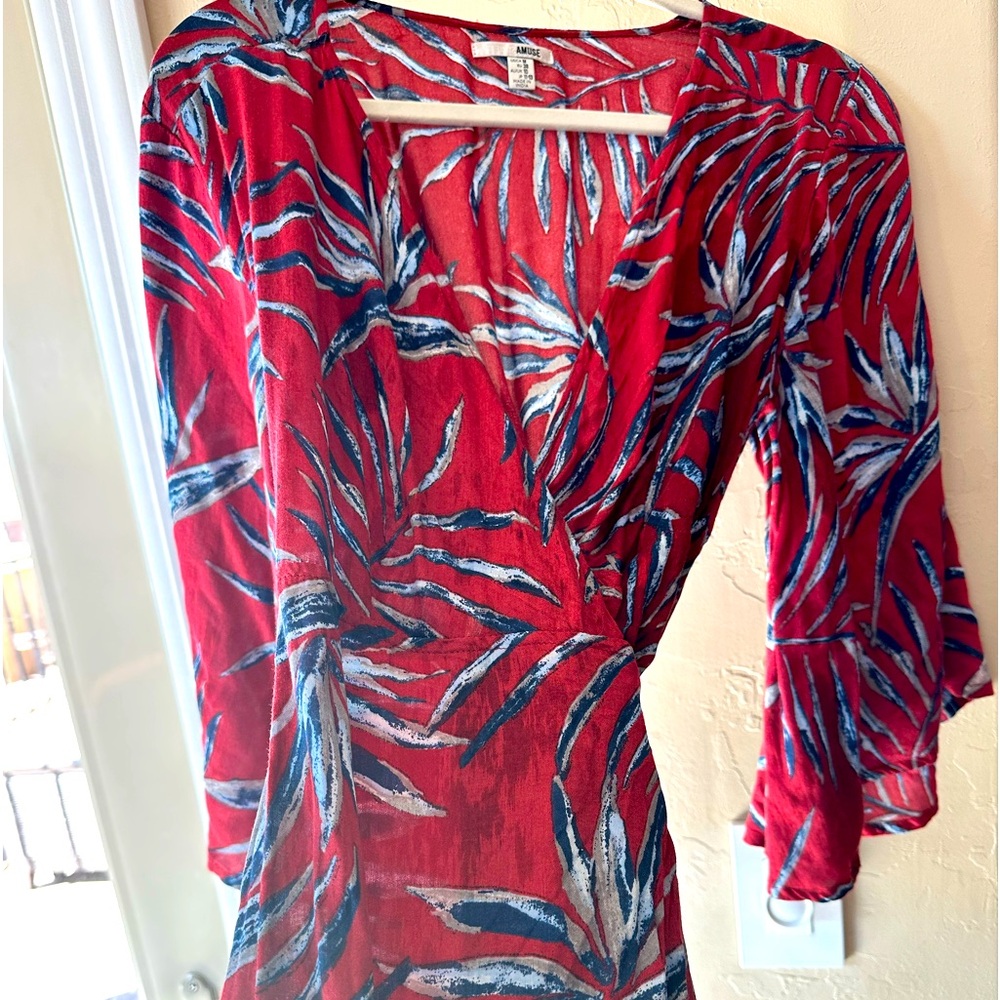 Lulu’s Maxi Dress (Amuse Society) Maroon and Navy Boho Maxi Wrap Dress 🥀🌗